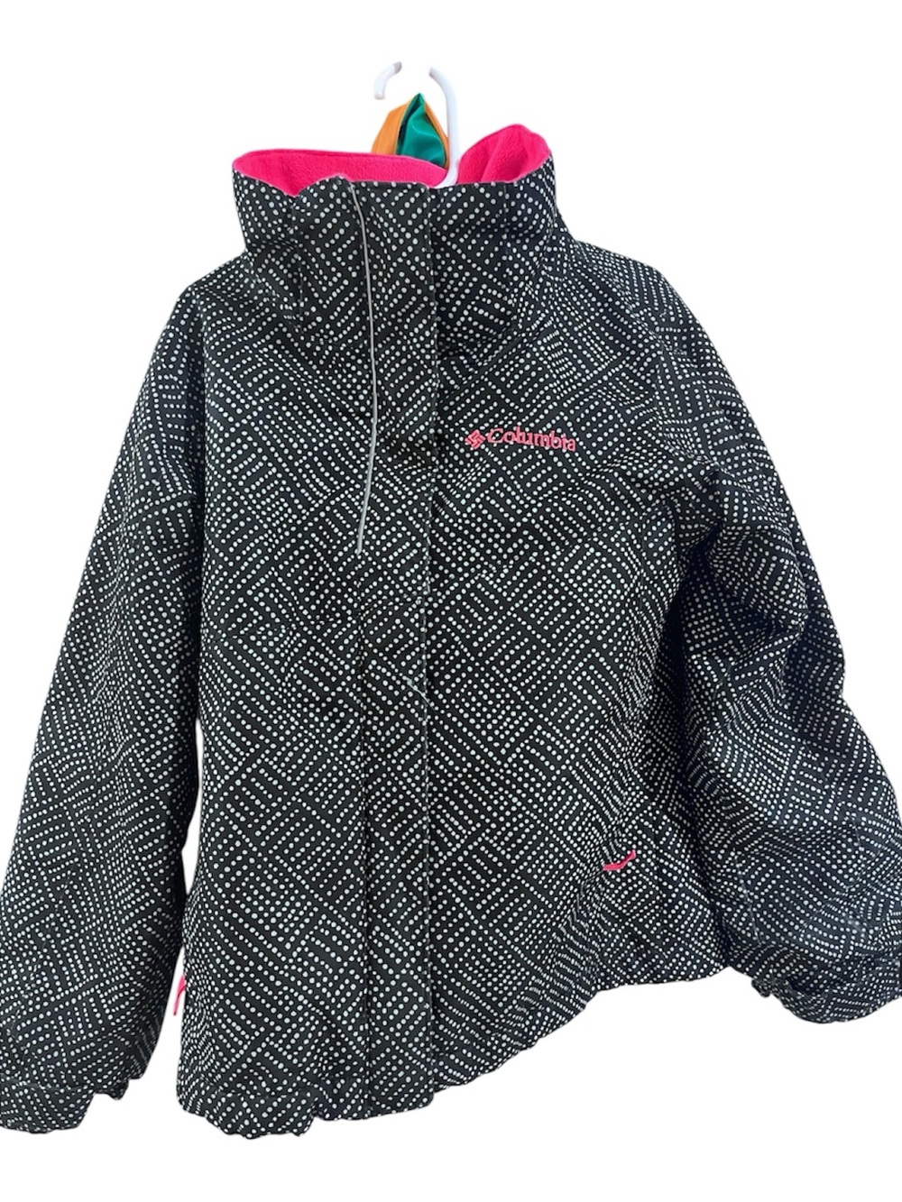Columbia Toddler XS 6X Interchange Jacket Black White Polka Dot Pink Fleece